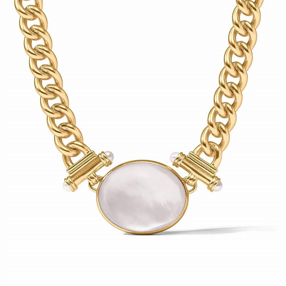 NEW JULIE VOS women's dolce statement necklace in iridescent clear/gold